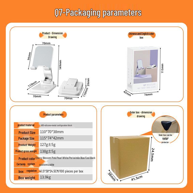 TikTok Canlı Yayın İçin Q7 Evrensel Katlanabilir Telefon ve Tablet Standı