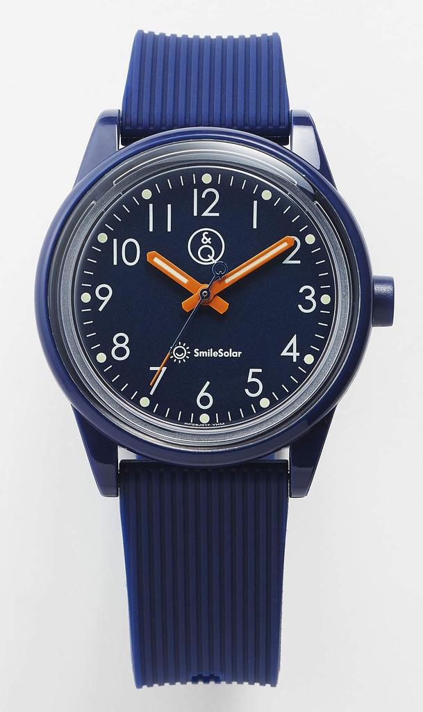 SmileSolar Smile Analoguhr mit wasserdichtem Urethan Marineblau Q&Q (Q&Q Solar) Damen Solarbetriebenes Armband, RP26J017,