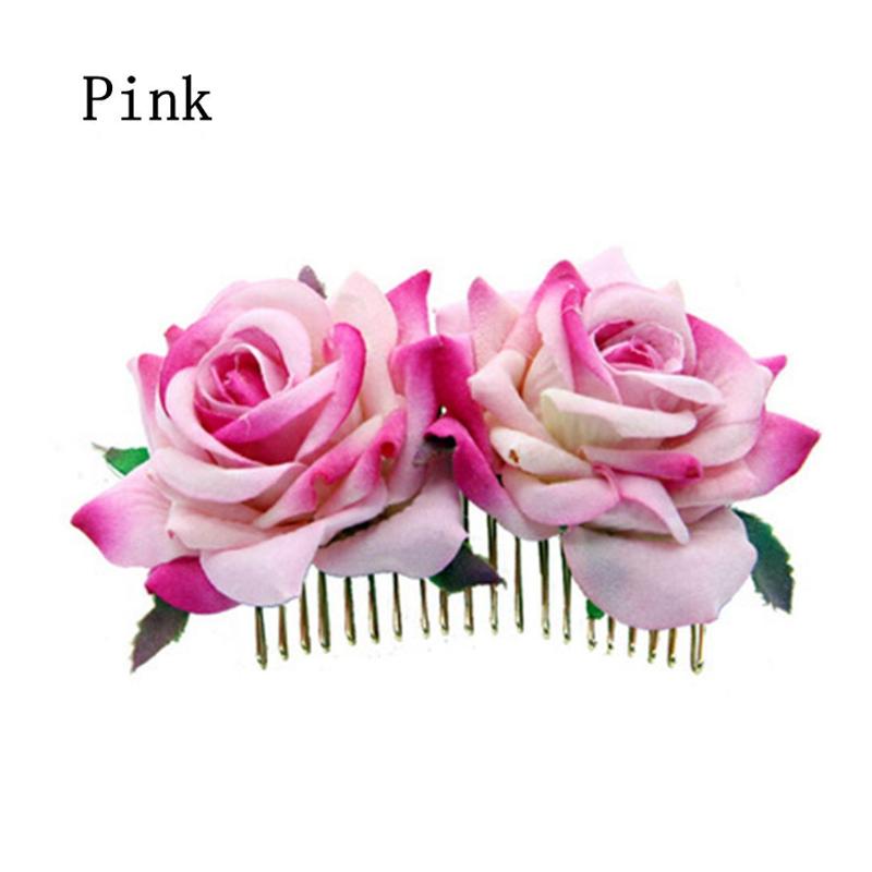 

Queens 70th The Platinum Jubilee Rose Flower Hair Combs Women Hair Accessories Pink