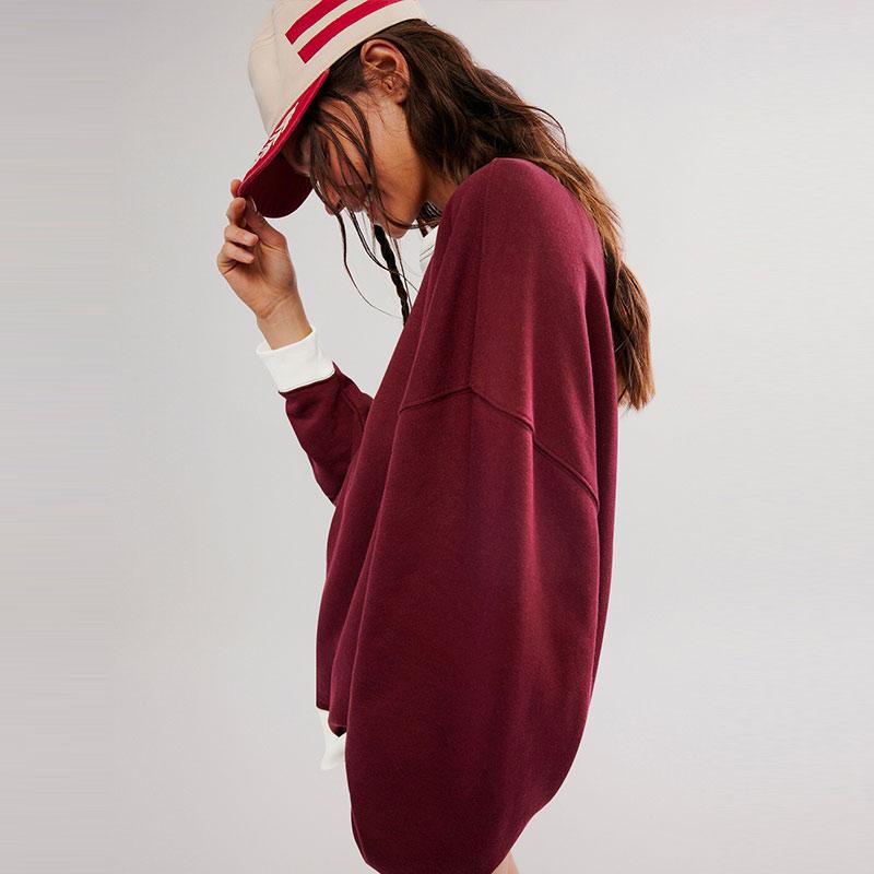 Casual Loose Contrast Sweatshirts Women Long Sleeved Round Neck Patchwork Hoodie Spring Autumn Street Style Pullover
