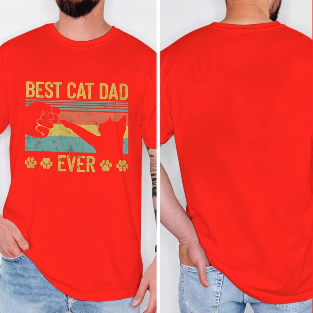 Funny Cat Dad Fashion Summer Tops Best Cat Dad Ever Tshirt For Unisex Fathers Day Gift New Crew Neck Tshirts