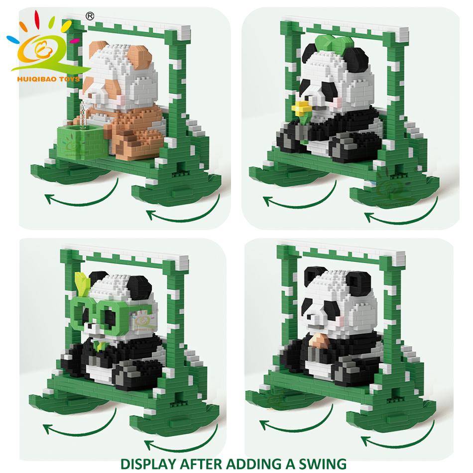 Non-Toxic Diy Cute Panda Shape Micro Model Building Blocks Set City Creativity Zoo Animal Mini Bricks Toys For Children Kid Gift