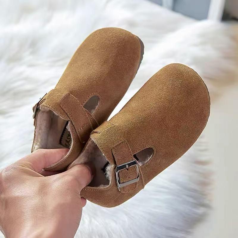 2025 Winter Kids' Birkenstock Soft Sole Moccasins: Trendy, Warm Cotton Shoes for Boys and Girls