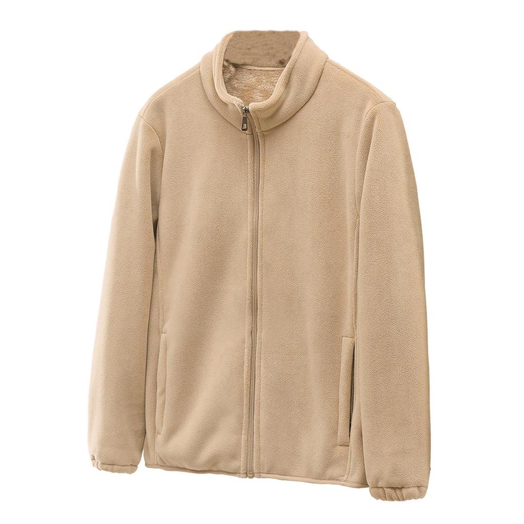Women's Thick Fleece-Lined Jacket - Warm, Casual, Stand-Up Collar Cardigan for Autumn & Winter