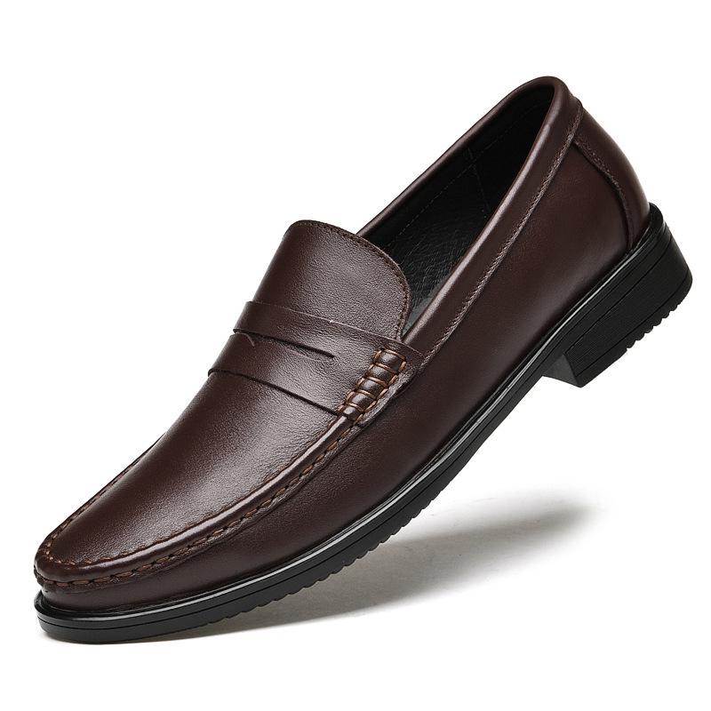 Men s Breathable Low-Top Leather Slip-On Casual Shoes for Spring/Summer 40