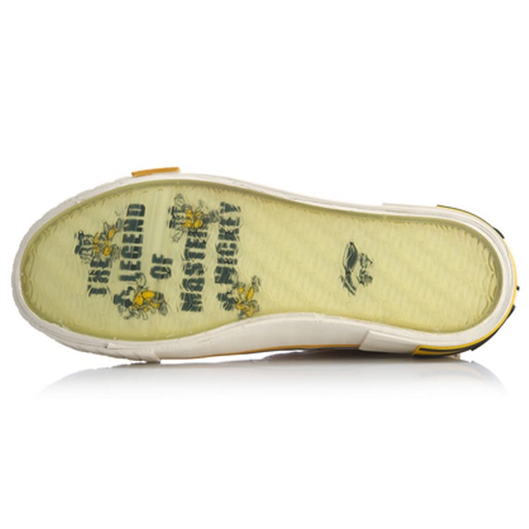 DISHINIMIQI X Li Ning Wave Canvas Hi Slip Resistant Abrasion Resistant High Top Skateboard Shoes Women's Yellow Black AGCQ202-3
