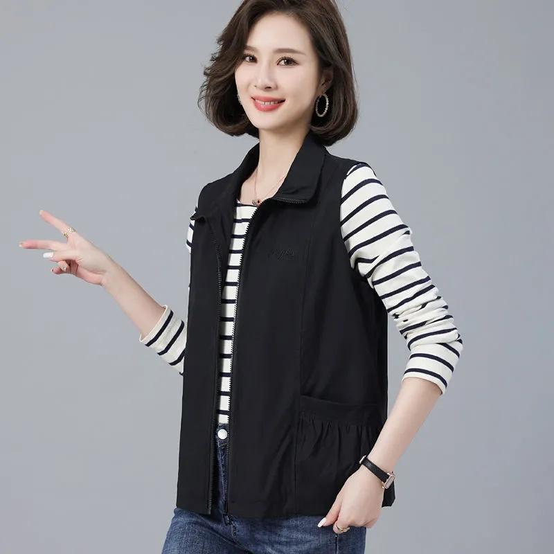 Frühling Herbst Weste Jacke Damen Locker Umlegekragen Lässig Ärmellos Mantel Mode Kurz Weste Top Weiblich
