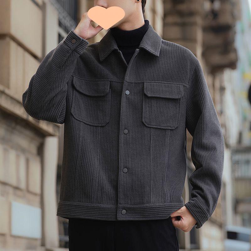 Spring and Autumn Lapel Jacket Men's Work Clothing Casual Loose Velvet Men's Top Jacket Autumn Clothing