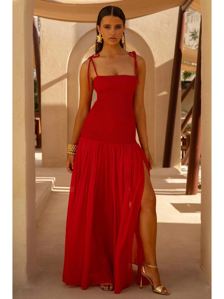 2026 Spring Women's Sleeveless Pleated Mesh Dress with Spaghetti Straps