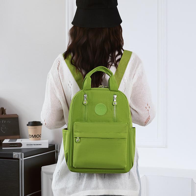 Solid Color Women's Backpack Large Capacity Nylon Backpack
