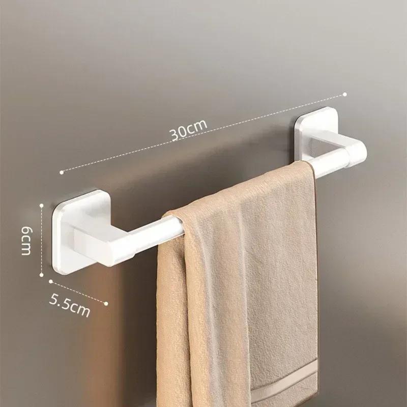 Bathroom Towel Holder White Without Drilling Bathroom Black Towel Rack Towel Bar Self-Adhesive