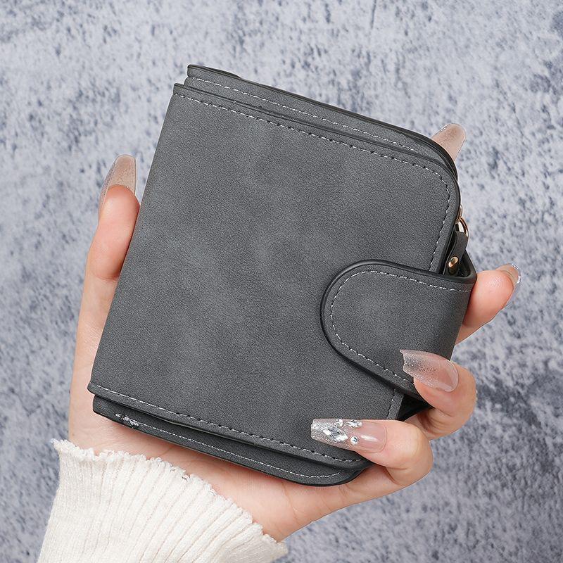 

Женский кошелек из матовой кожи, винтажный женский клатч, держатель для кредитных карт, женский кошелек на молнии, сумка для телефона, зажим для денег темно-серого