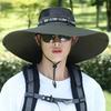 Sommer Großer Sonnenhut Herren Damen Atmungsaktive Angelkappen Sonne UV-Schutz Netz Fischerhut Wandern Outdoor Strandkappe
