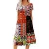 Women’s Casual Round Neck Printed Short Sleeve Dress with Pockets Relaxed Fit Lightweight Midi Length Suitable for Daily Wear