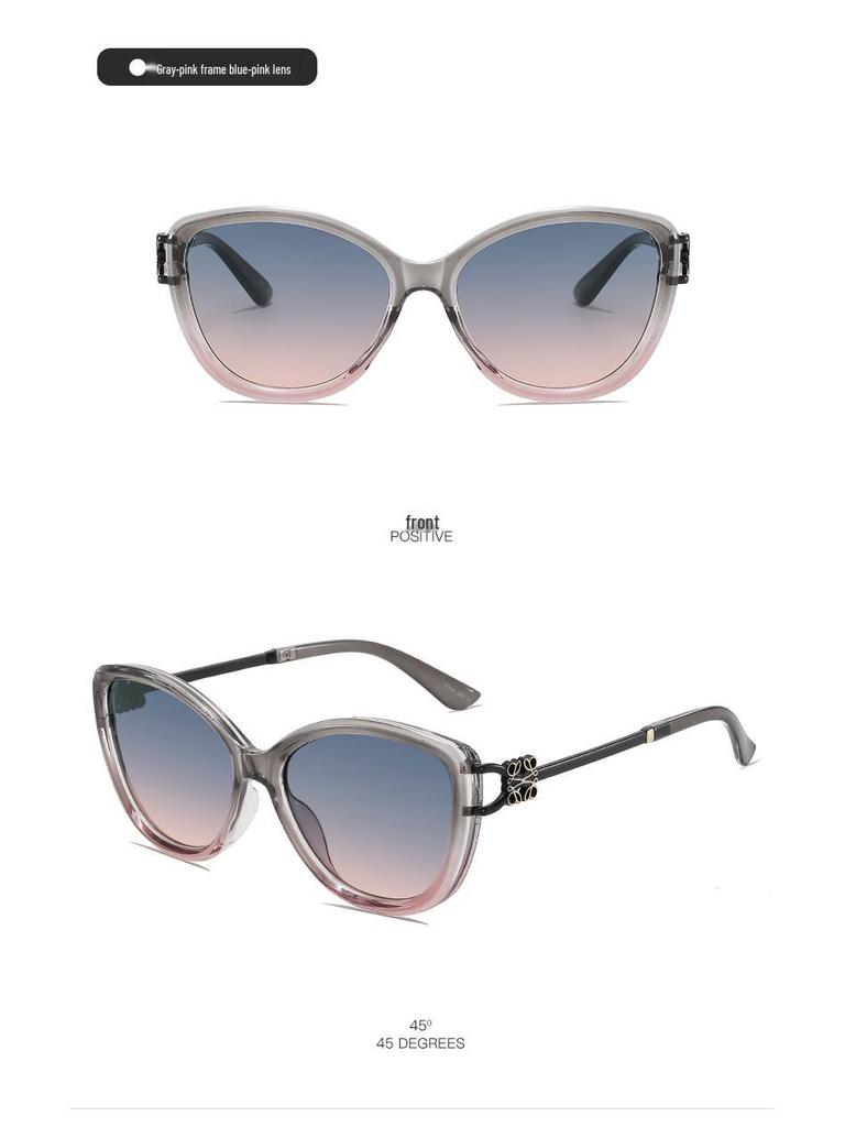 Women's Retro Cat Eye UV Protection Sunglasses with Metal Temple Hollow-out Design