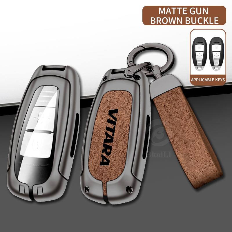 Car Zinc Alloy Key Case for Suzuki Vitara Swift Ignis Car Keychain Metal High-end Car Key Protective Case Interior Accessories серый
