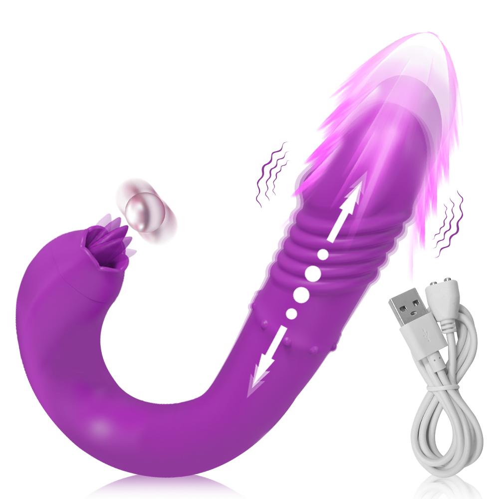 Powerful Thrusting Vibrator Female With Tongue Licking Clitoris Stimulator G Spot Dildo Massager Adult Goods Sex Toys For Women