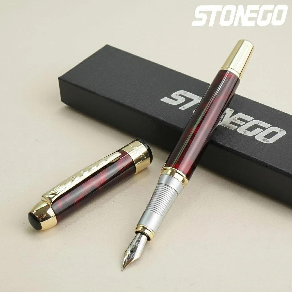 

Luxury Retro Stonego Fine Nib Gold Arrowhead Ring Trim Smooth Writing Ink Refill Converter Pen красный