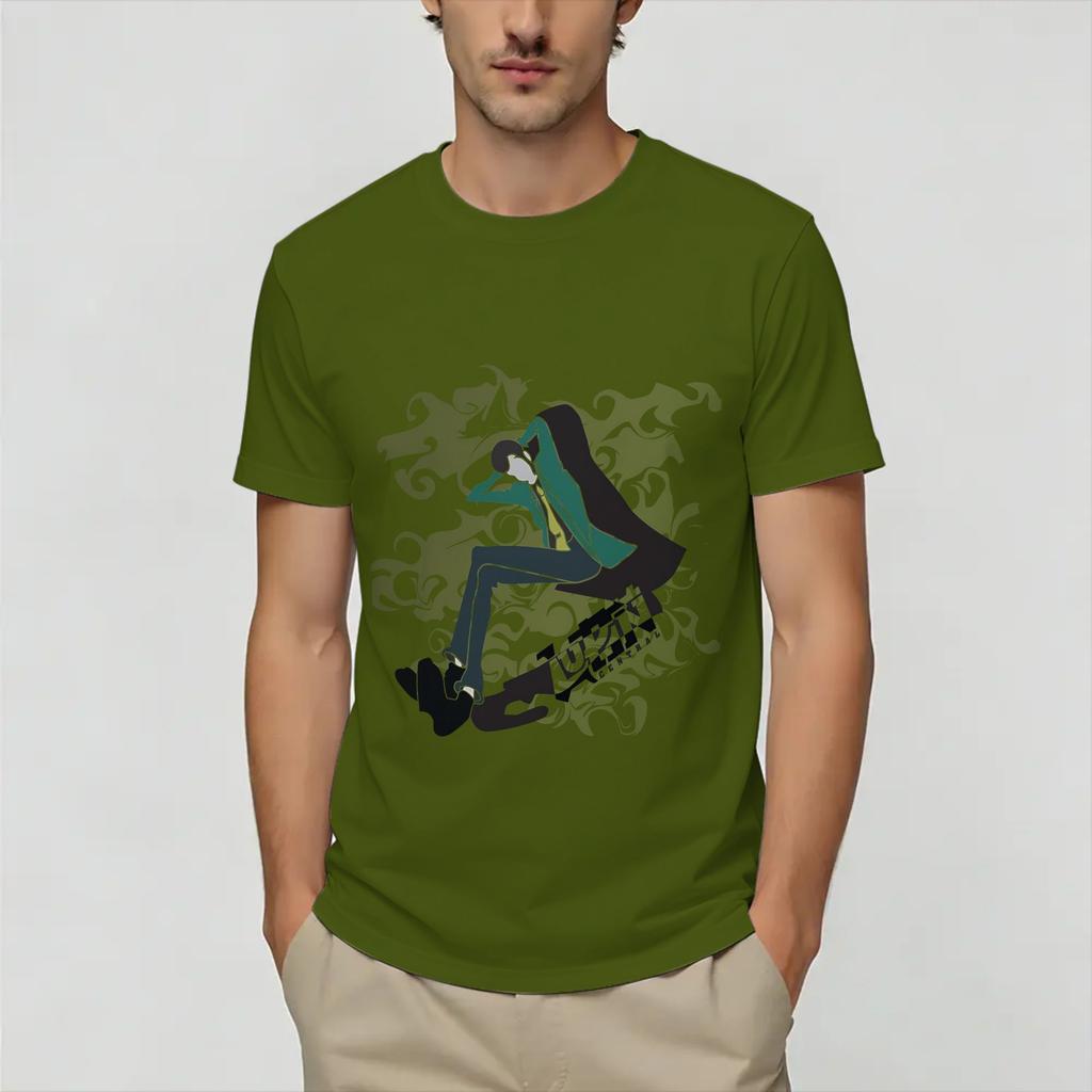 T-shirt Lupin Mixte 100% Coton T-shirt Mode Col Rond T-shirt Manches Courtes Hauts Imprimé Graphique