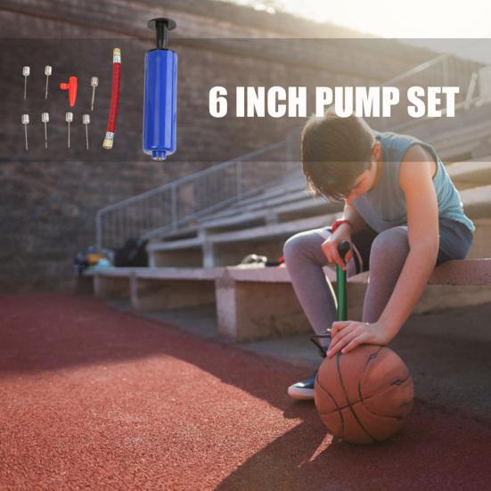 Portable Ball Hand Pump Kit Sports Ball Air Inflator with 7 Needles 1 Nozzle And Extension Hose for Balloon Basketball Football Yoga Balls