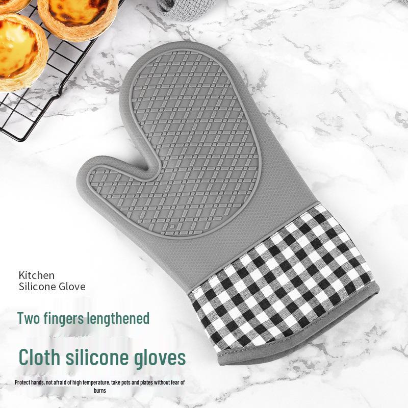 Silicone Anti-Scald Oven Gloves - Heat Resistant, Non-Slip, High-Temperature Kitchen Baking Gloves