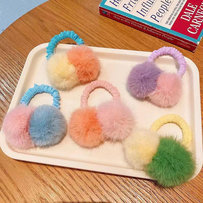 Autumn/Winter Plush Ball Hair Tie - Korean Style Princess Girl Fur Headband