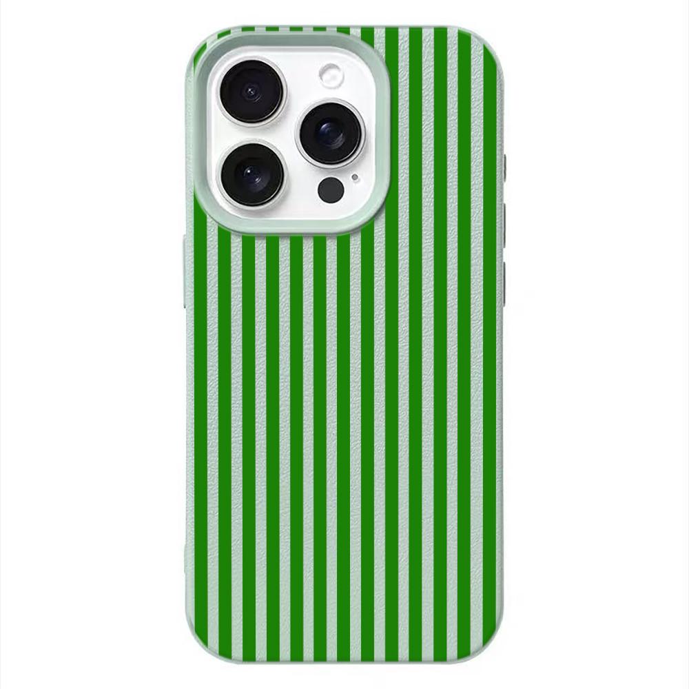 Green Black Stripe Shockproof Phone Case for iPhone 17 17E 16 15 14 13 12 11 Pro Max Y2K Stylish Durable Protective Cover