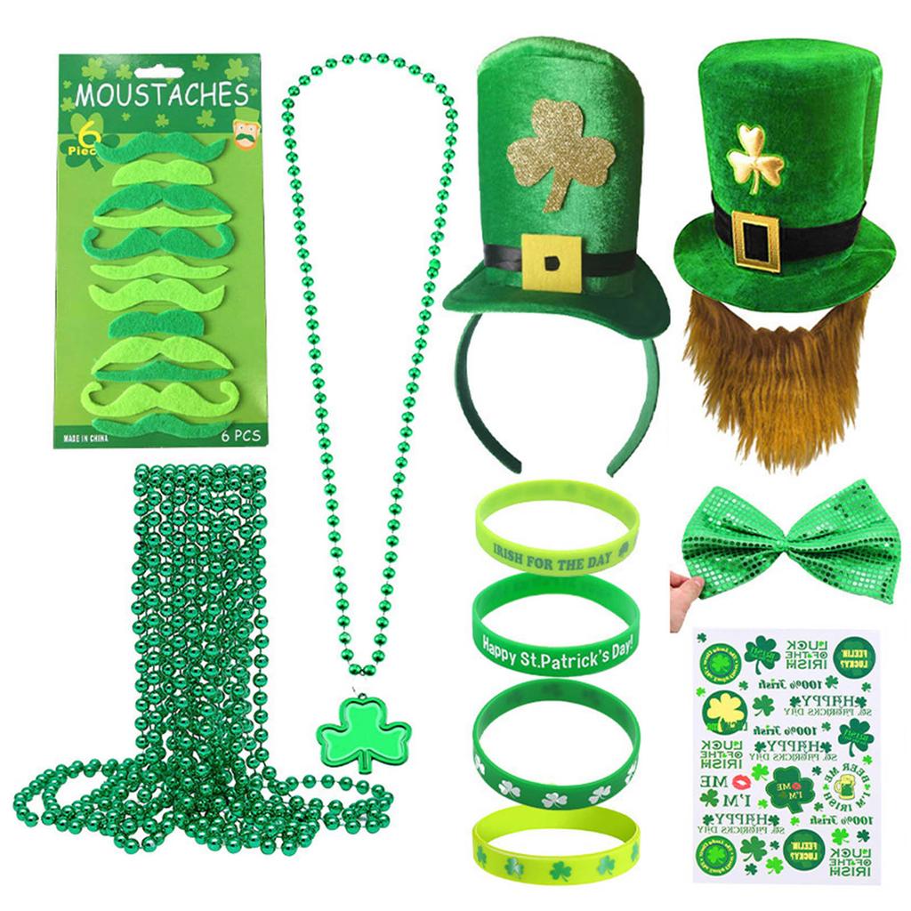 Completed Festival Day Attire For Adults Festival Gathering Outfit Set with Hat Glasses For Adults Green Theme Costume