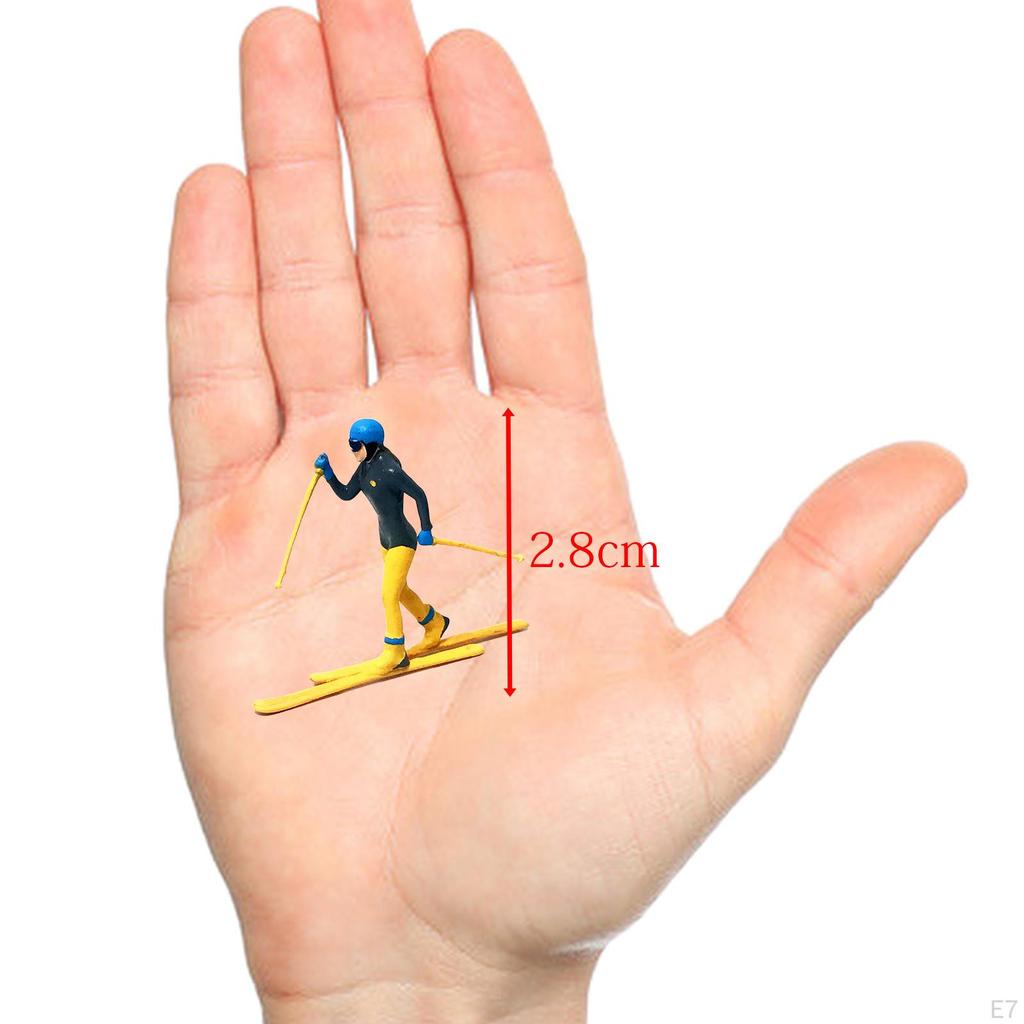 3 1/64 Mini Skiing Figure Table Scene Scenery Tiny Toys Scenario Accessories Supplies Children