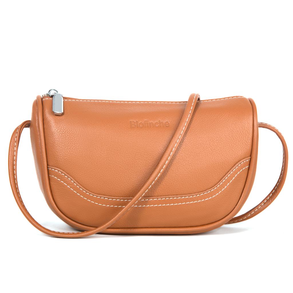 Dámská taška přes rameno crossbody, skořepinová taška, pravá kůže, podpažní taška na zip