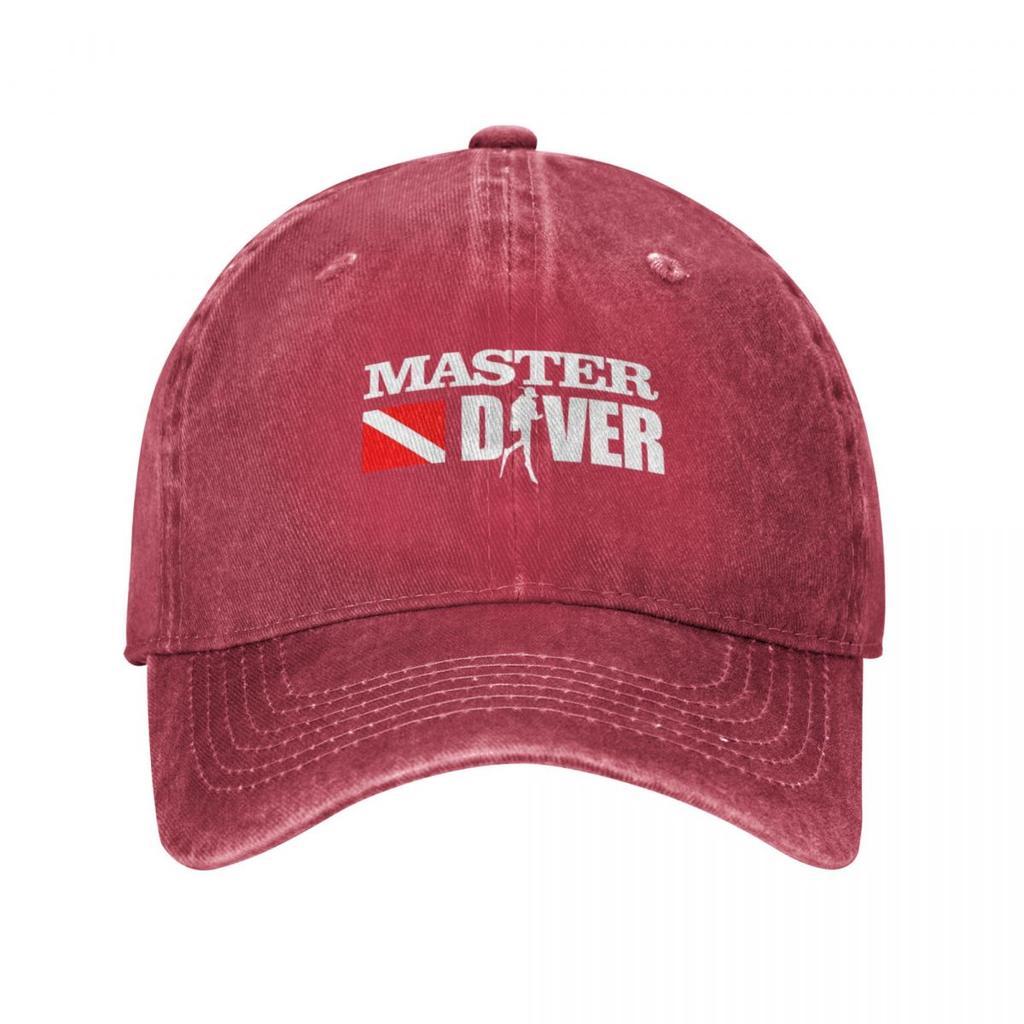 Diving Master Diver We Play In Deep End Adult Retro Denim Washed Baseball Caps Male Cowboy Street Tide Hat Hiking Peaked Cap
