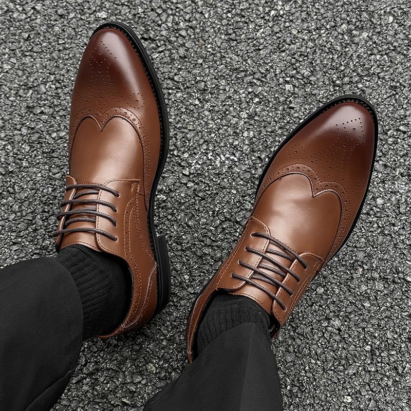 Fashion 2025 Stylish Lace-Up for Men Business Shoes Leather Mens Casual Flats All-match for Men Oxfords Shoes New Men's Walking Shoes