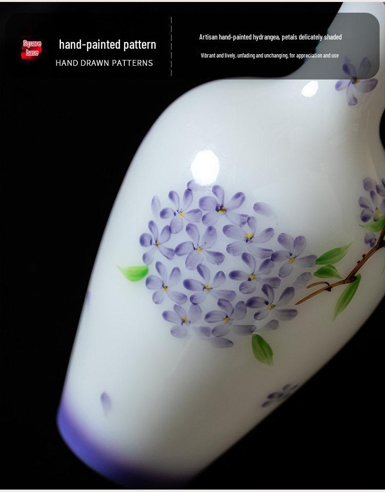 Elegant Jade Porcelain Vase - Hand-Painted Ceramic for Tea Ceremony, Flower Arrangement, and Home Decor with Gift Box Packaging