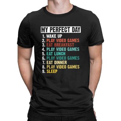 My Perfect Day Funny T Shirt Video Games Gamer Gift Tees Tops for Men
