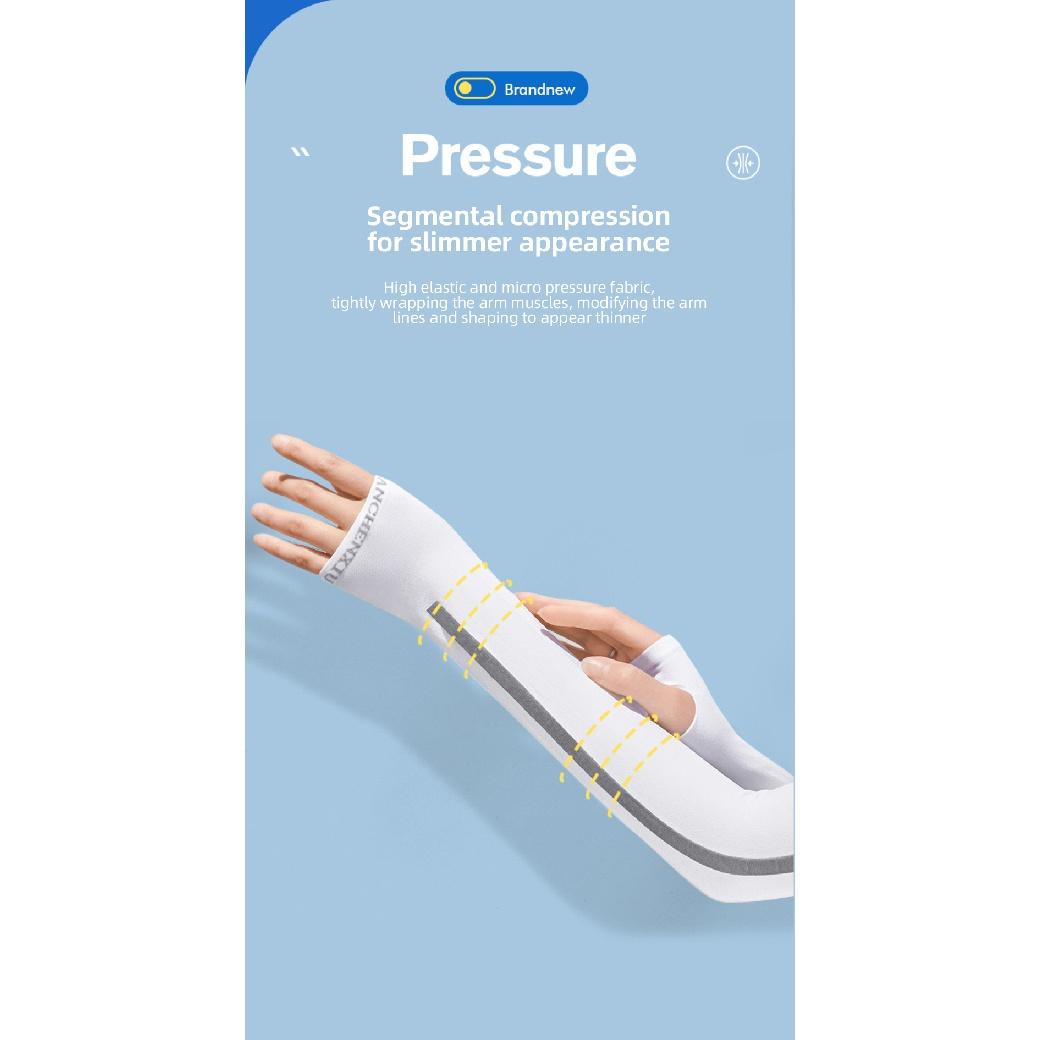 Рукав из ледяного шелка с вертикальной полосой. Летняя защита от солнца на открытом — фото 19