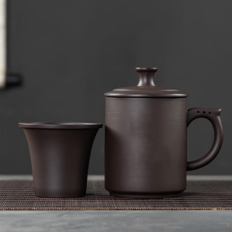 Yiqi Zisha Purple Clay Straight Cup with Ceramic Filter & Lid, 400ml Gift Box