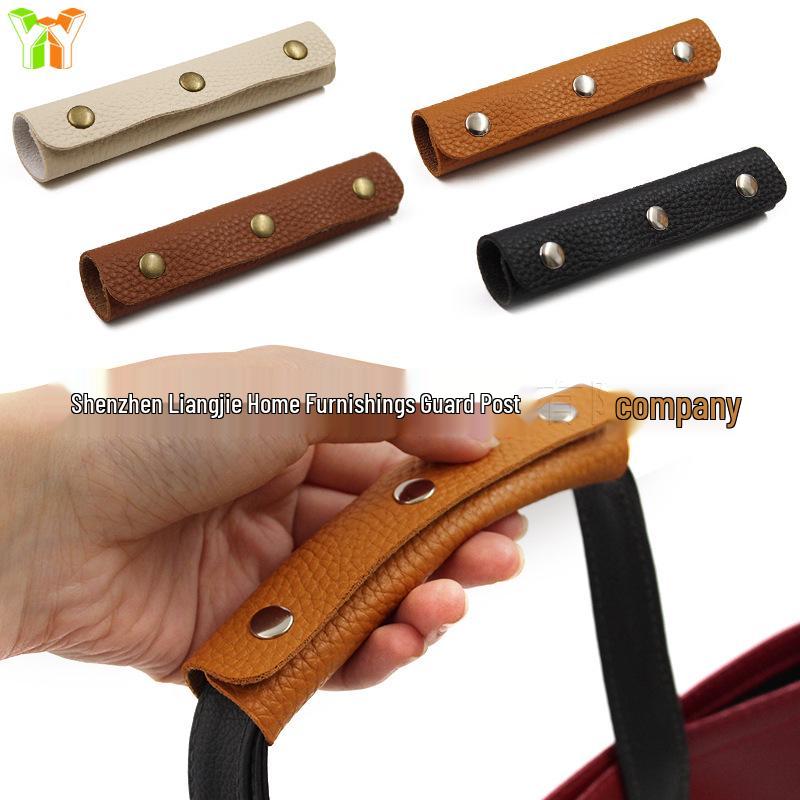 Leather Luggage Handle Cover: Anti-Slip, Removable, and Adjustable with Three Snaps