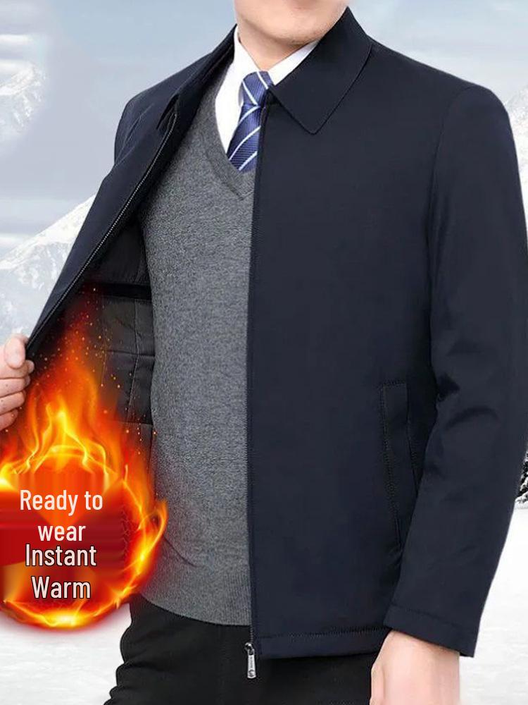 Men's Lapel Jacket for Middle-aged and Elderly Dads, Thin Spring/Autumn Administrative Style