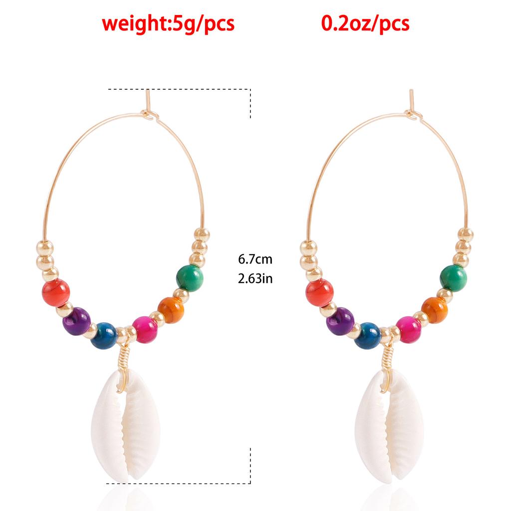 Accessories Bohemian Colorful Beaded Metal Earrings Stylish Simple Personality Shell Pendant Earrings
