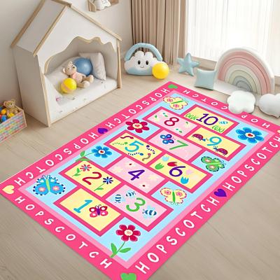 Hüpfspiel Zahlen Spielmatte Pädagogischer Zählteppich Rutschfester Kinderteppich für Kinderzimmer Spielzimmer Mädchenzimmer Heimdekoration
