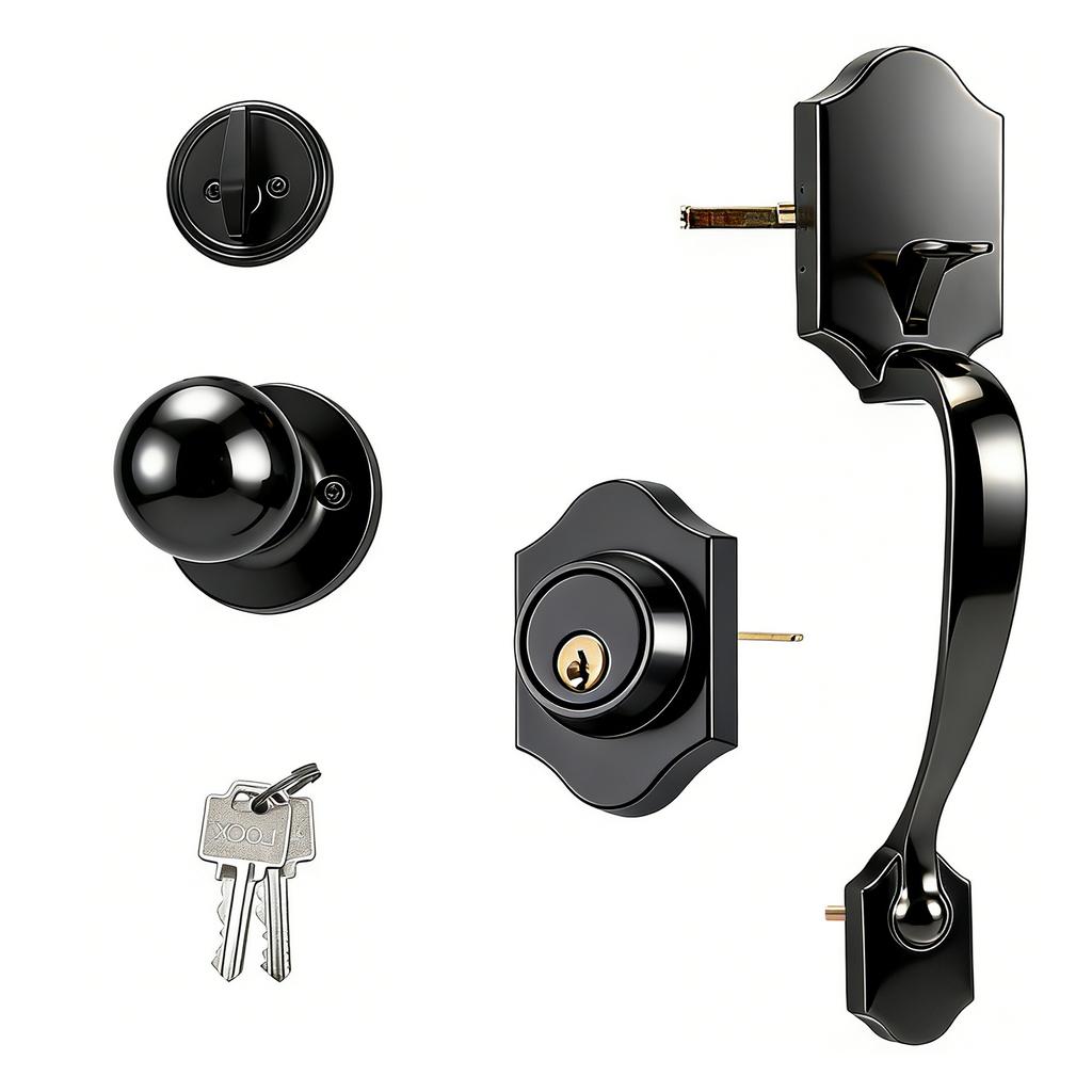 High Security Front Door Handle Lock Set Precisions Cylinder Antislip Sliding Handle for Enhances Protecting