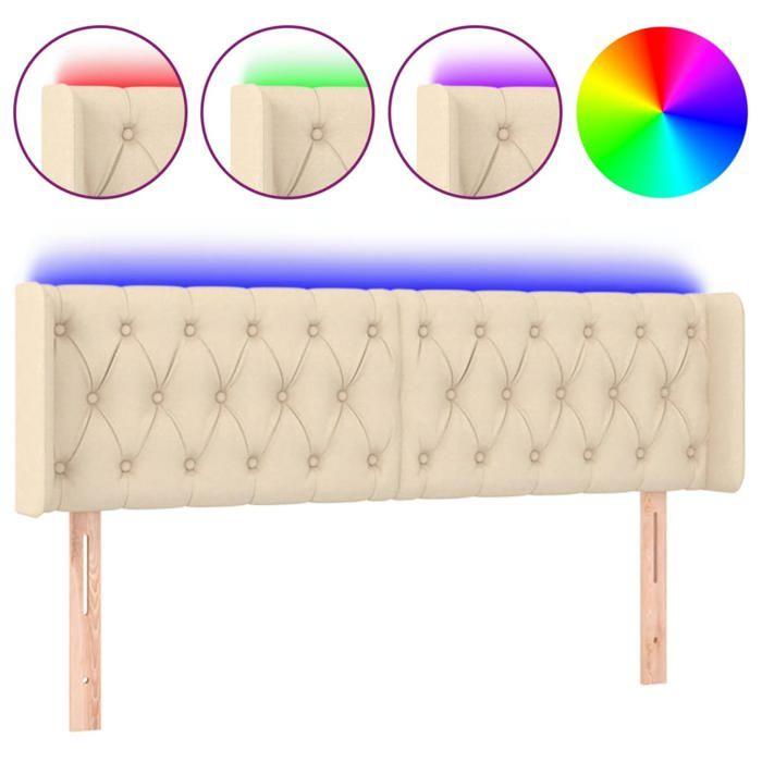 VidaXL Tête de Lit à LED Meuble de Chambre à Coucher Accessoire de Lit Double Tête de Cadre de Lit Intérieur Crème 3123575
