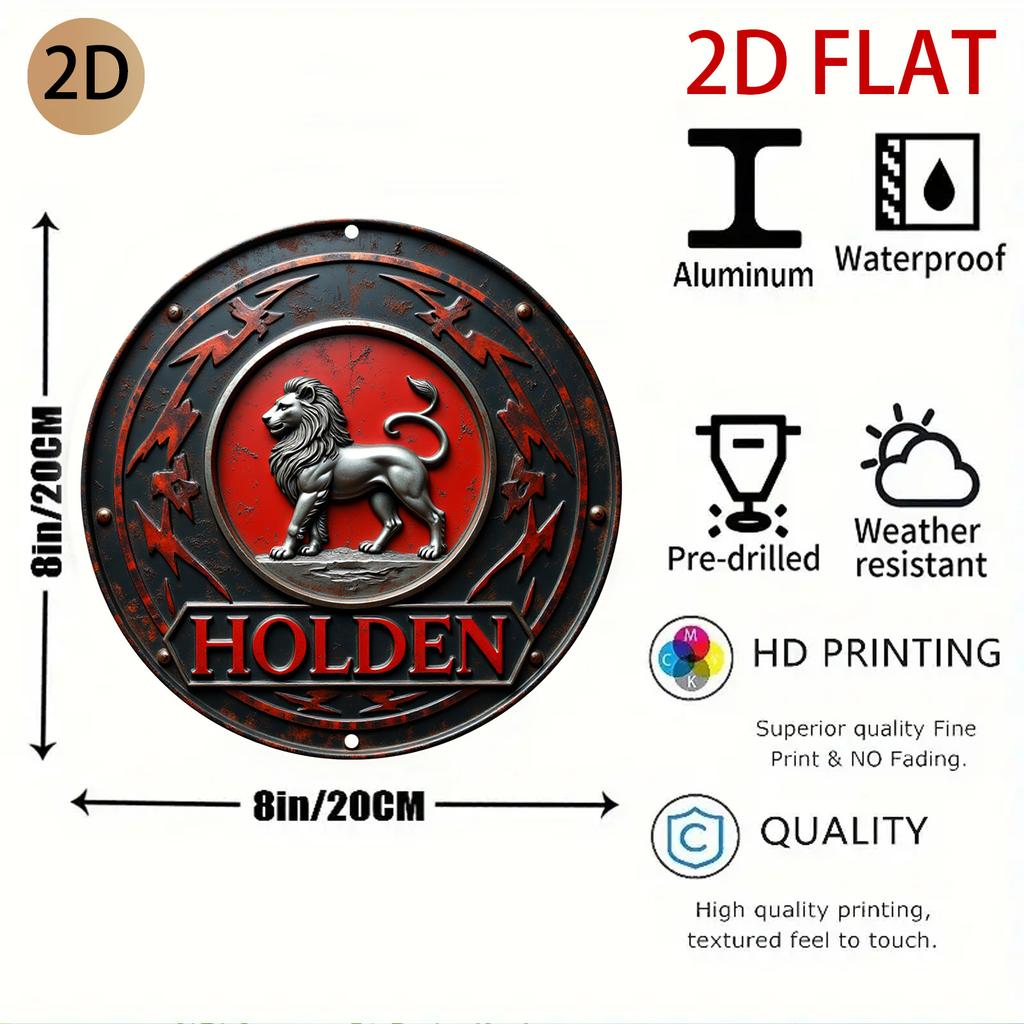 D Flat A VintageStyle Circular Metal Emblem Featuring a Lion Perfect for Decorating Your for Home Garage Caf Or Man Cave