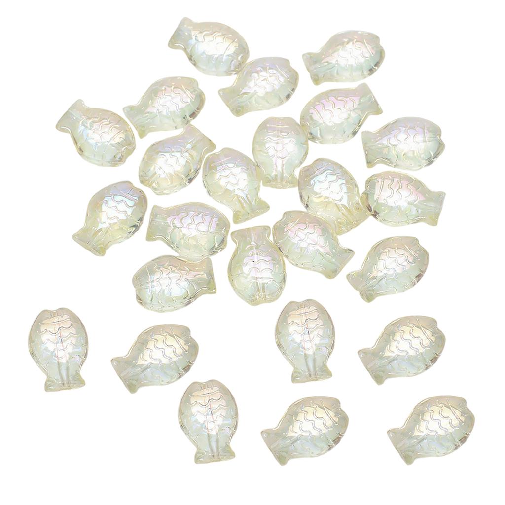30Pcs Ocean Themed Crystal Glass Beads Fish Shape Glass Loose Beads Jewelry Making Beads Earrings Beads for Necklaces
