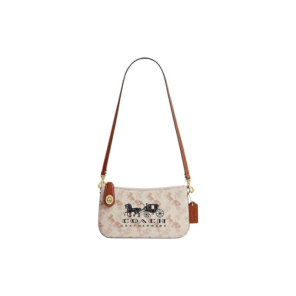 Coach Penn 21 Horse And Carriage Print Zip Closure Handbag Women handbag Chalk-White CM712-B4TXF Basic Set (Bag+Dust Bag)