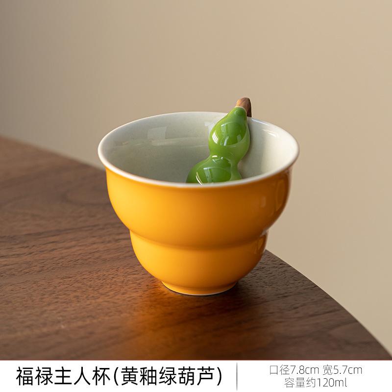 Creative Gourd Shape Ceramic Tea Cup Household Traditional TeaCup Master Cup Kung Fu Tea Set Drinkware Decoration 2025 New