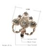Fashion Boho Crown Brooch For Women Antique Gold Color Full Gray Crystal Moroccan Wedding Jewelry African Bridal Bijoux