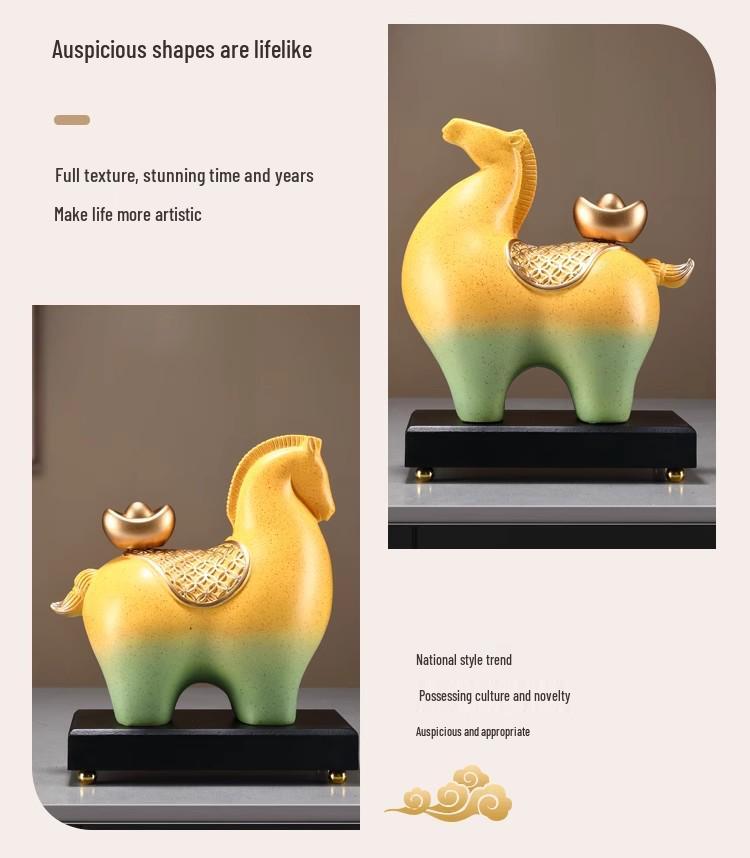 Colorful Prosperity Horse Figurine: Elegant Decor for Office, Living Room, or Hallway - Ideal Housewarming or Opening Gift
