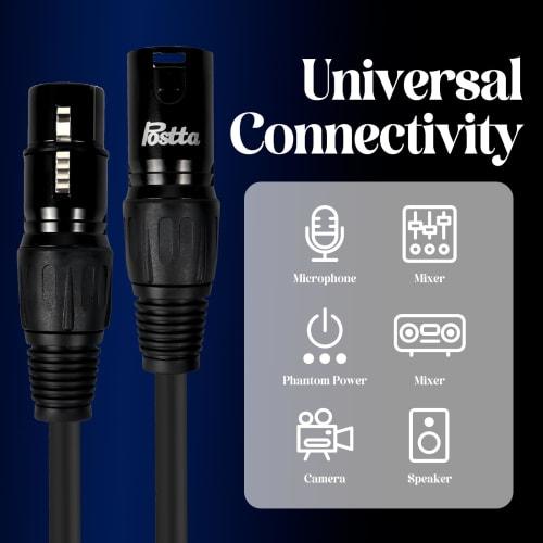 Postta XLR Cable, 10M Microphone Cable, 3-Pin XLR Microphone Cable (Male to Female) for Harmonizers, Digital Mixers, Patch Bays, Preamps, Speakers, Mi
