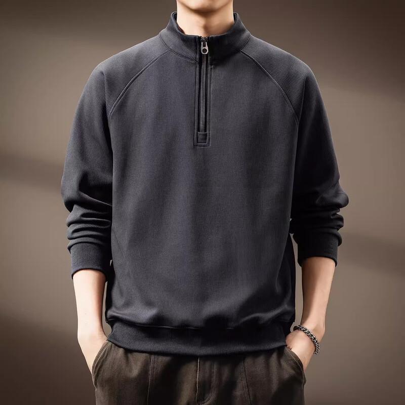 Men's American Retro Half-Zip Stand Collar Sweatshirt